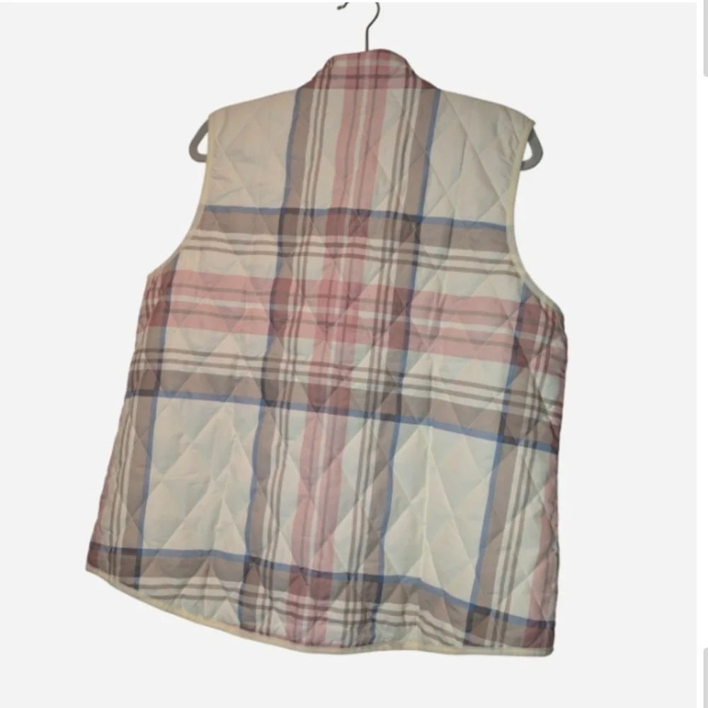 Coldwater Creek Pink and Blue Plaid Vest Size PXL - Picture 2 of 9